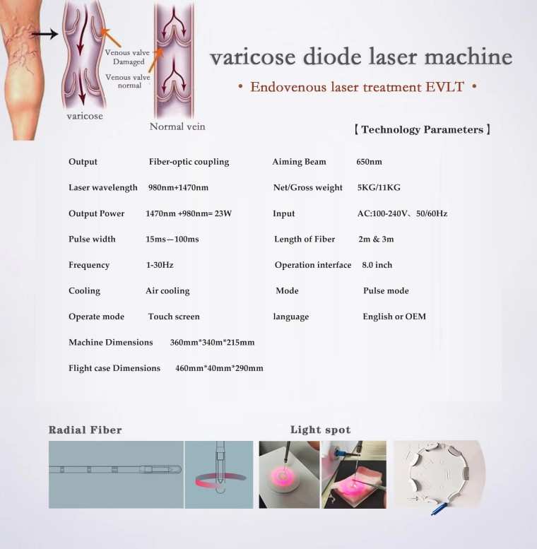 980nm 1470nm Diode Laser Machine for Vascular Treatment