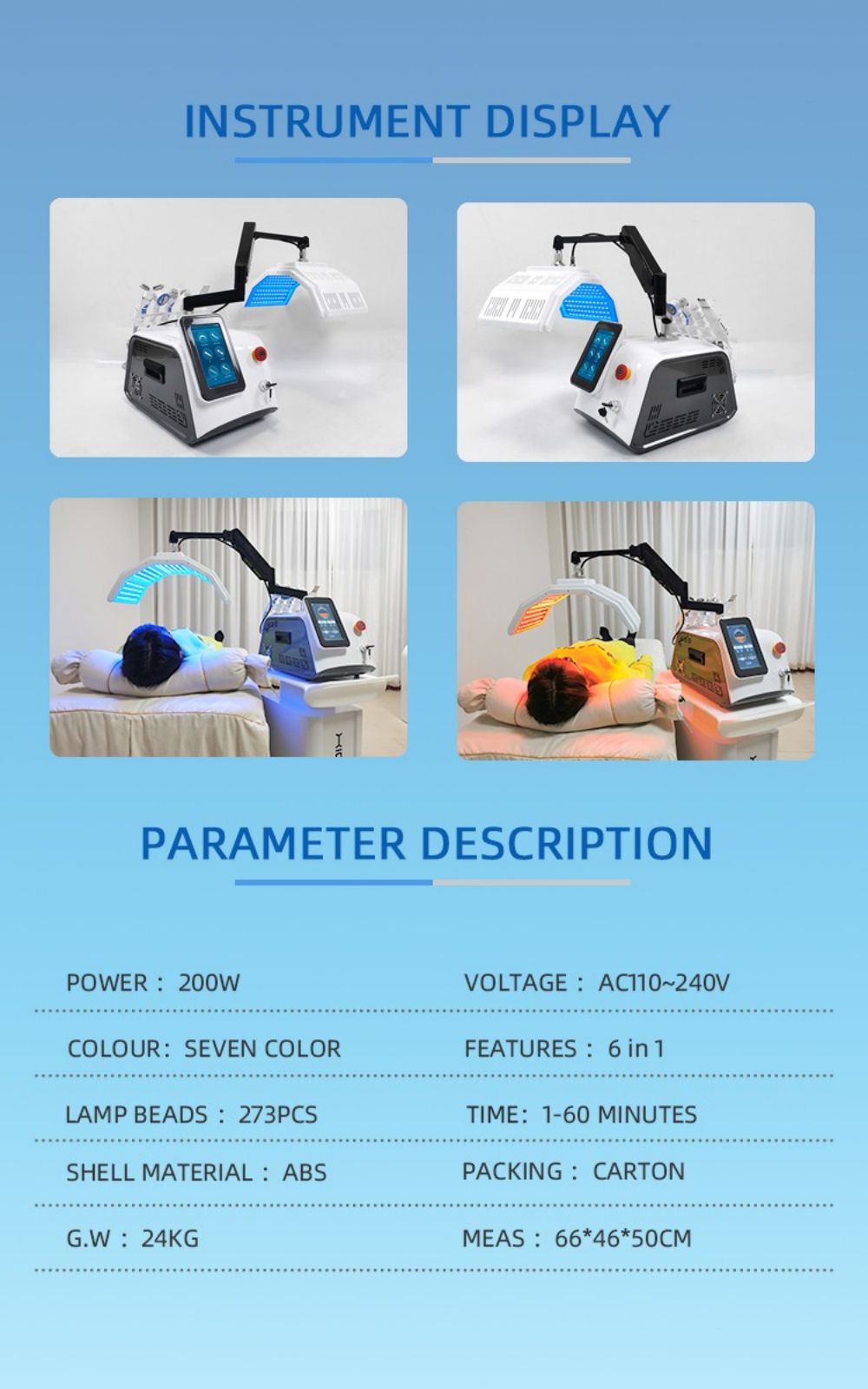 6 in 1 PDT Light Therapy Machine with BIO RF Scrubber