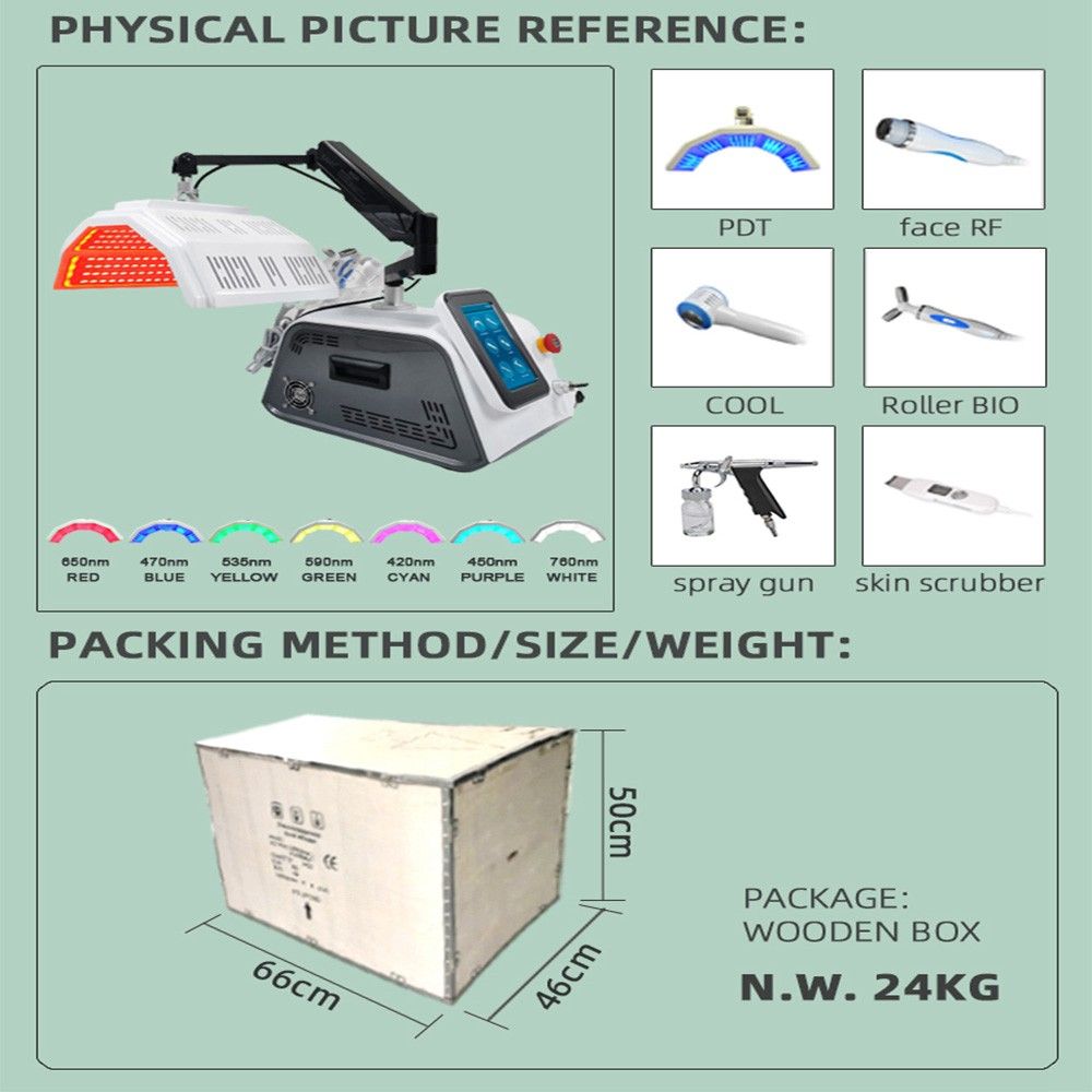 6 in 1 PDT Light Therapy Machine with BIO RF Scrubber
