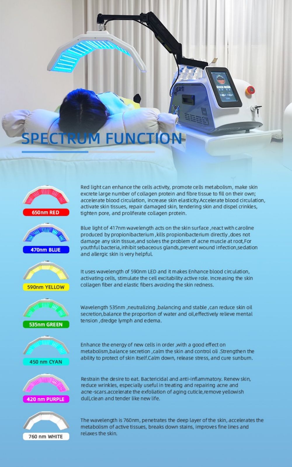 6 in 1 PDT Light Therapy Machine with BIO RF Scrubber