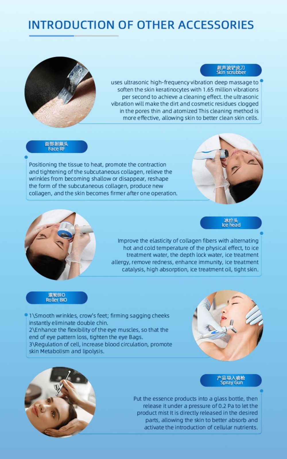 6 in 1 PDT Light Therapy Machine with BIO RF Scrubber