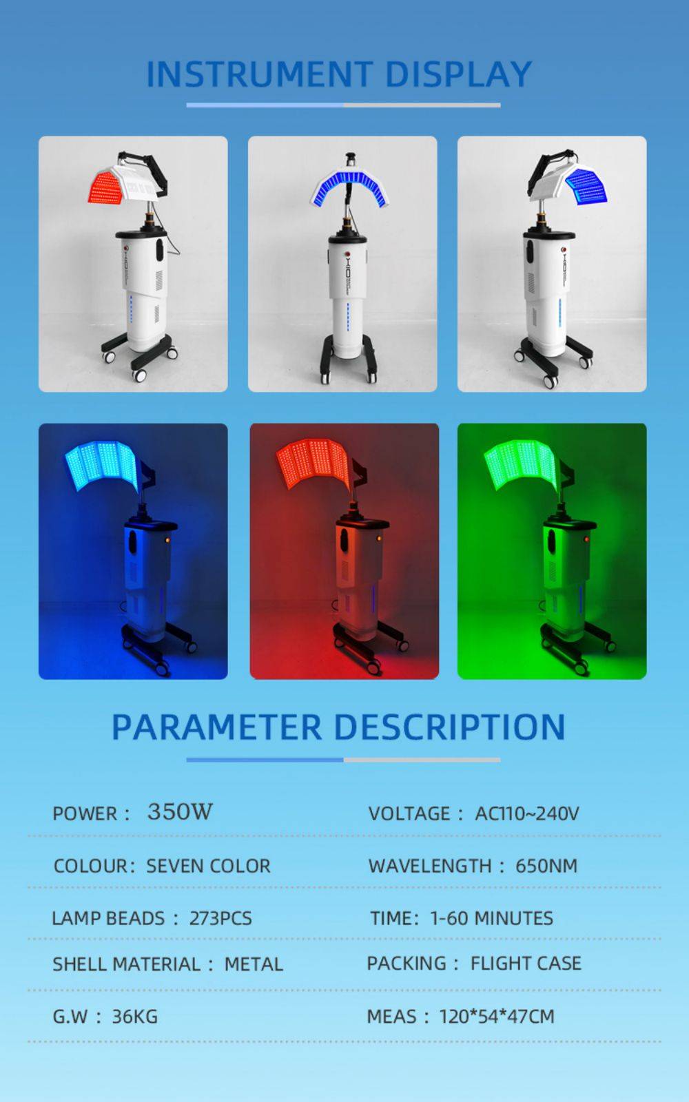 Vertical LED PDT Photon Therapy Machine for Clinics